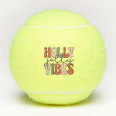 Holly Jolly Vibes Retro Feestdagen Script Tennisballen (Voorkant)