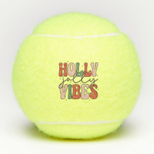 Holly Jolly Vibes Retro Feestdagen Script Tennisballen