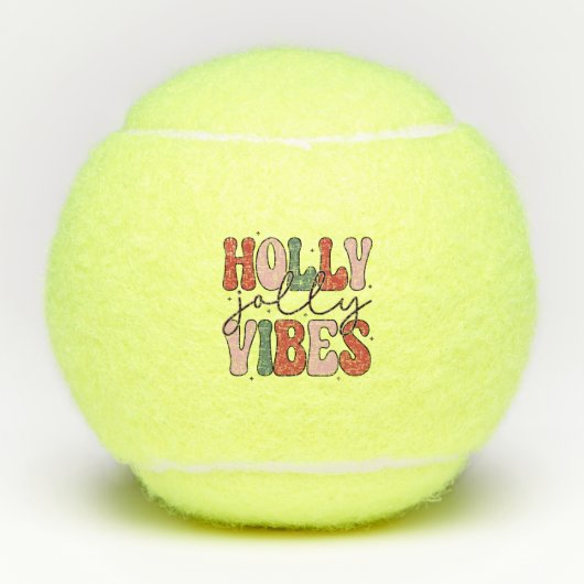Holly Jolly Vibes Retro Feestdagen Script Tennisballen (Voorkant)