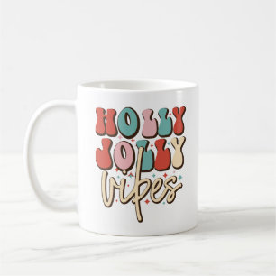 Holly Jolly Vibes Retro Groovy Kerst Feestdagen Koffiemok
