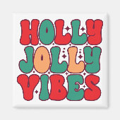 Holly Jolly Vibes Retro Groovy Kerst Feestdagen Magneet (Voorkant)