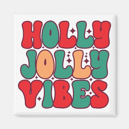 Holly Jolly Vibes Retro Groovy Kerst Feestdagen Magneet (Voorkant)