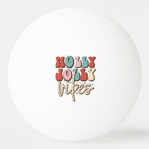 Holly Jolly Vibes Retro Groovy Kerst Feestdagen Pingpongbal