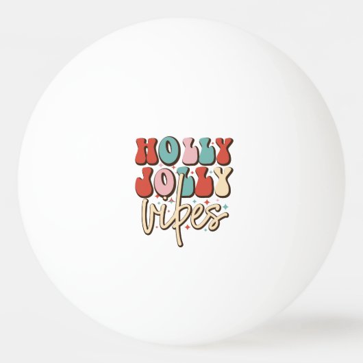 Holly Jolly Vibes Retro Groovy Kerst Feestdagen Pingpongbal (Voorkant)