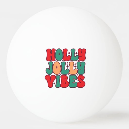 Holly Jolly Vibes Retro Groovy Kerst Feestdagen Pingpongbal (Voorkant)