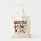 Holly Jolly Vibes Retro Groovy Kerst Feestdagen Tote Bag (Voorkant)