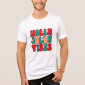 Holly Jolly Vibes Retro Groovy Kerst Feestdagen Tri-Blend Shirt (Voorkant)