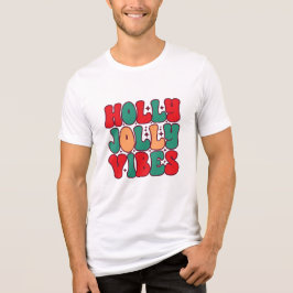 Holly Jolly Vibes Retro Groovy Kerst Feestdagen Tri-Blend Shirt