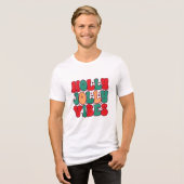 Holly Jolly Vibes Retro Groovy Kerst Feestdagen Tri-Blend Shirt (Voorkant volledig)