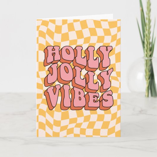 Holly Jolly Vibes - Retro Holiday Cheer Feestdagen Kaart (Voorkant)