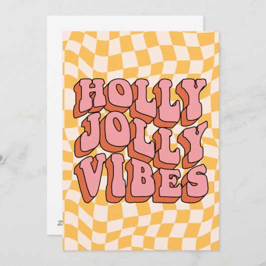 Holly Jolly Vibes - Retro Holiday Cheer Feestdagenkaart (Voorkant / Achterkant)