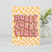 Holly Jolly Vibes - Retro Holiday Cheer Feestdagenkaart (Staand voorkant)
