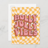 Holly Jolly Vibes - Retro Holiday Cheer Feestdagenkaart (Voorkant / Achterkant)