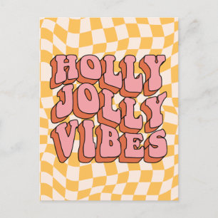 Holly Jolly Vibes - Retro Holiday Cheer Feestdagenkaart