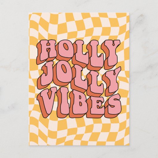Holly Jolly Vibes - Retro Holiday Cheer Feestdagenkaart (Voorkant)