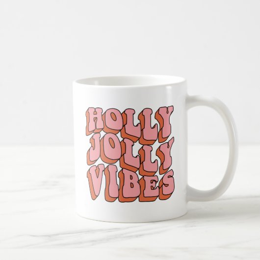 Holly Jolly Vibes - Retro Holiday Cheer Koffiemok (Rechts)