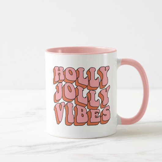 Holly Jolly Vibes - Retro Holiday Cheer Mok (Rechts)
