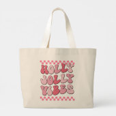 Holly Jolly vibes, Retro Kerst Lange Mouw Grote Tote Bag (Achterkant)