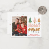 Holly Jolly Vibes Retro Kerstmis Fotovakantie Notitiekaartje (Voorkant / Achterkant in situ)