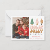 Holly Jolly Vibes Retro Kerstmis Fotovakantie Notitiekaartje (Voorkant)