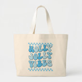 Holly Jolly vibes, Retro Kerstmis Grote Tote Bag (Voorkant)