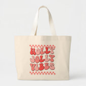 Holly Jolly vibes, Retro Kerstmis Grote Tote Bag (Voorkant)