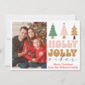 Holly Jolly Vibes retro vintage kerstfoto Feestdagenkaart (Voorkant)
