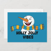 Holly Jolly Vibes Snowman Briefkaart (Voorkant / Achterkant)
