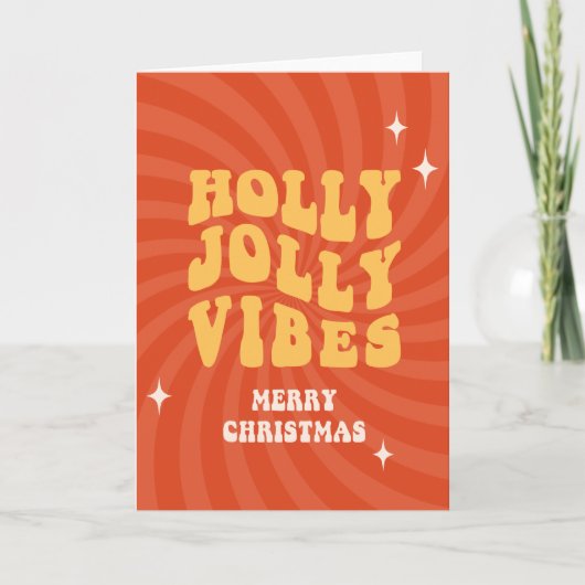 Holly Jolly Vibes - Vrolijk kerstfeest Feestdagen Kaart (Voorkant)