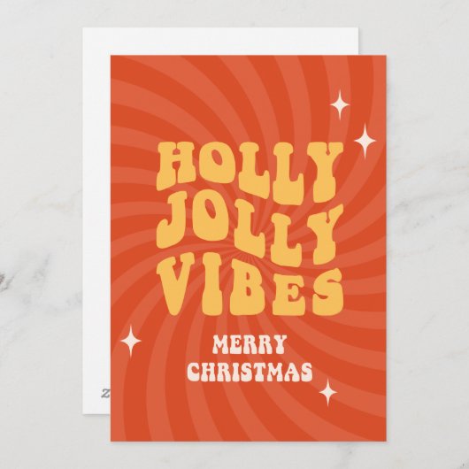Holly Jolly Vibes - Vrolijk kerstfeest Feestdagenkaart (Voorkant / Achterkant)