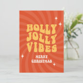 Holly Jolly Vibes - Vrolijk kerstfeest Feestdagenkaart (Staand voorkant)
