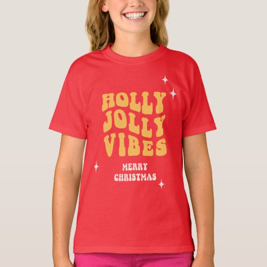 Holly Jolly Vibes - Vrolijk kerstfeest T-shirt (Voorkant)