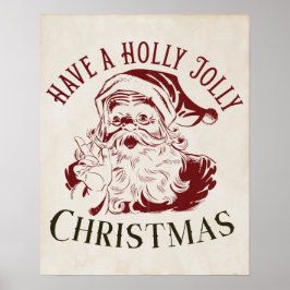 Holly Jolly Vintage Christmas Poster