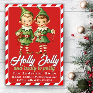 Holly Jolly Vintage Kerstfeest Elfen Kaart