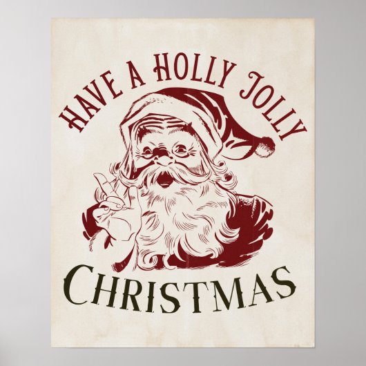 Holly Jolly Vintage Kerstmis Poster (Voorkant)