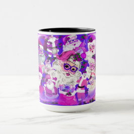 Holly Jolly Vintage Santa Faces Coffee Mug Mok