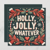 Holly, Jolly, wat dan ook. Grappige kerstgroeten. Feestdagenkaart (Voorkant / Achterkant)
