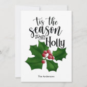 Holly Jolly Watercolor Christmas Card Feestdagenkaart (Voorkant)