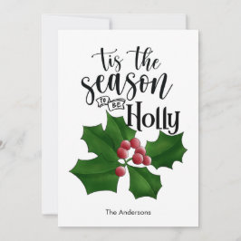 Holly Jolly Watercolor Christmas Card Feestdagenkaart