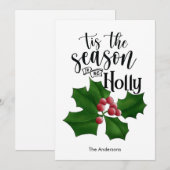 Holly Jolly Watercolor Christmas Card Feestdagenkaart (Voorkant / Achterkant)