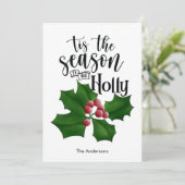 Holly Jolly Watercolor Christmas Card Feestdagenkaart (Staand voorkant)