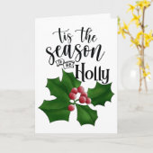 Holly Jolly Watercolor Christmas Card Kaart (Gele Bloem)