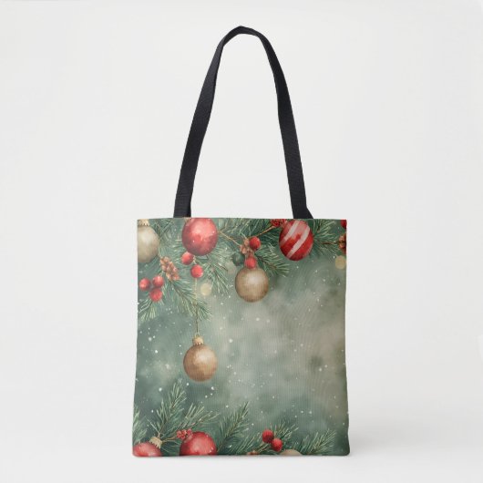 Holly Jolly Waterverf Canvas tas (Voorkant)