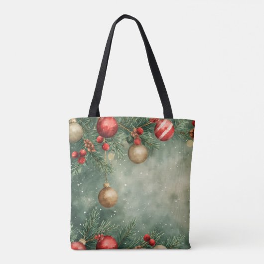 Holly Jolly Waterverf Canvas tas (Achterkant)