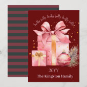 Holly Jolly Waterverf Kerstcadeau wensen Feestdagenkaart (Voorkant / Achterkant)