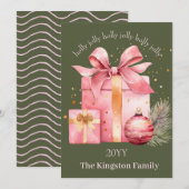 Holly Jolly Waterverf Kerstcadeau wensen Feestdagenkaart (Voorkant / Achterkant)