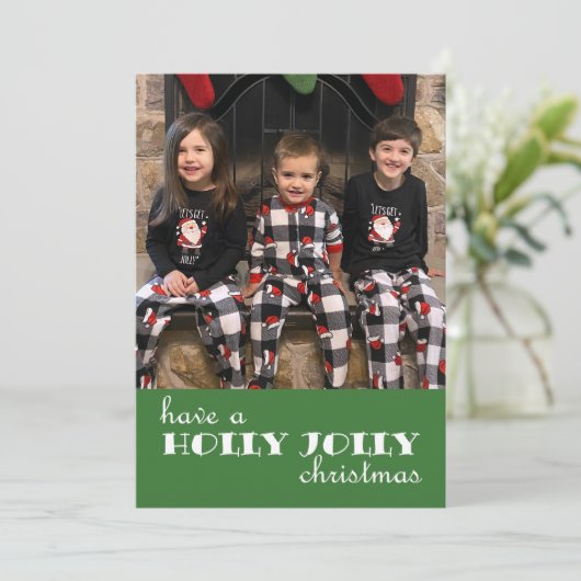 Holly Jolly Wenskaart met kerstmis Feestdagenkaart (Staand voorkant)