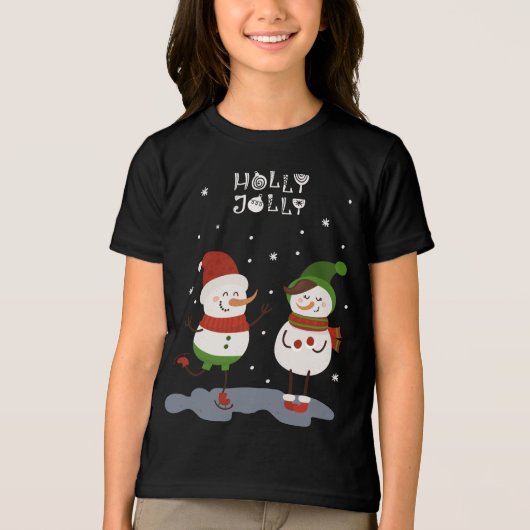 Holly Jolly Winter Sneeuwman Kerst Feestdagen Tri-Blend Shirt (Voorkant)