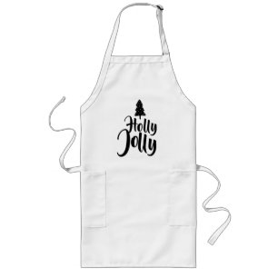 Holly Jolly Wit Goud Vrolijk Kerstfeest Lang Schort
