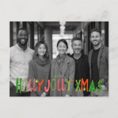HOLLY JOLLY XMAS Business CUSTOM PHOTO  Feestdagenkaart (Voorkant)